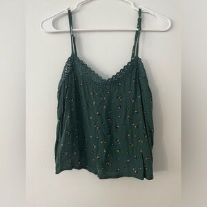 Green crop top blouse